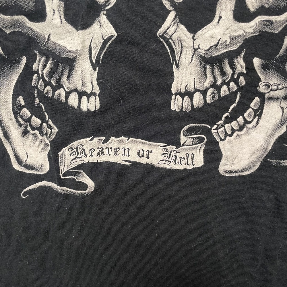 Vintage Heaven and Hell Skulls T-Shirt Men XL Black 2000s Liquid Blue - Picture 3 of 10